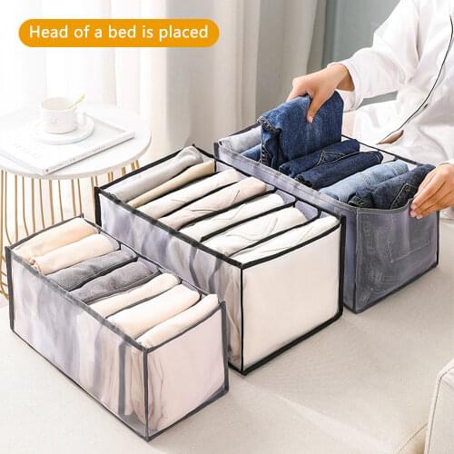 Jeans Pants Closet Organizer Storage Box Dressing Clothes Drawer Divider Organizer For Underwear Trousers Clothing 7 Grids