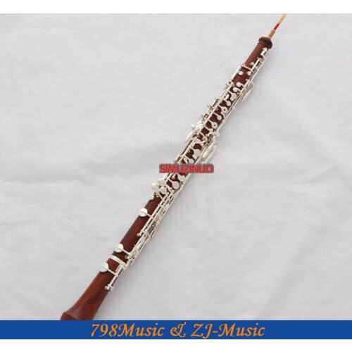 Professional Rose Wooden Body Oboe Silver Plated C Key With Case-Semi-Automatic