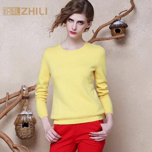 2017 Promotion Hot Sale Womens Autumn Winter Round Neck Thick Pullover Sweaters Woman Loose Sleeve Knit Pure Cashmere Sweater
