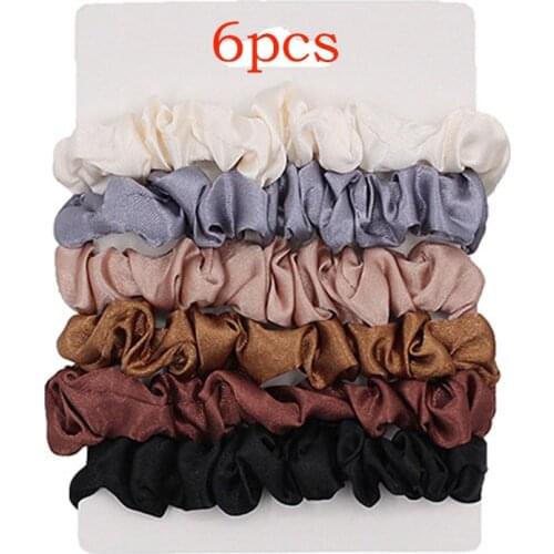 1/6Pcs Satin Silk Hair Ties Scrunchie Hair band Ropes Ponytail Holder Headwear Elastic Hairbands Women Girls Hair Accessories