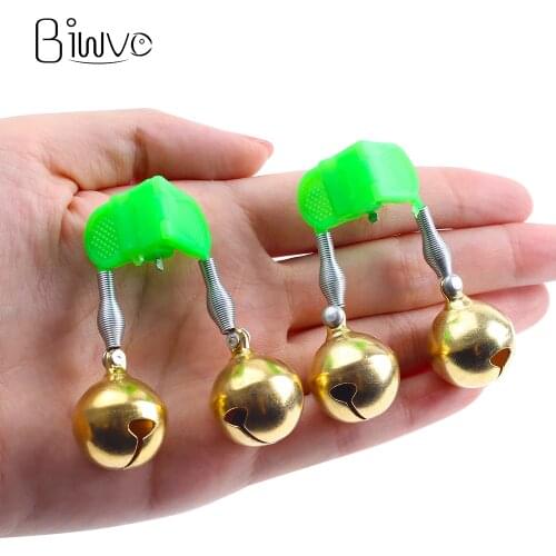 BIWVO 5.5CM Fishing Bite Alarm Equipment Sea Accessories Wobbler Artificial Bell Green Clip Fixed On The Rod