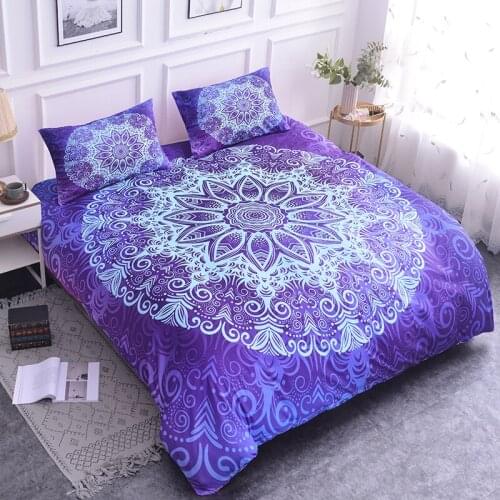 Blue Bedding Set Bohemian Mandala Printing Duvet Cover Microfiber Fabric With Pillowcase For Boho Home Textiles Bedspread
