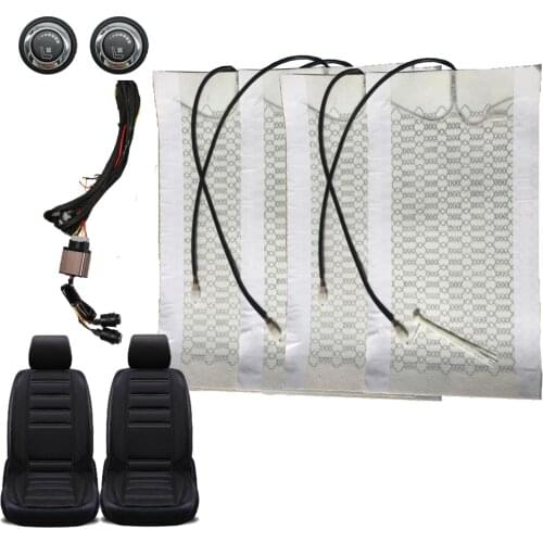 12V Universal Car Covers 2 Seats 4 Pads Carbon Fiber Heated Seat Heater heating 6 Level Switch Winter Warmer