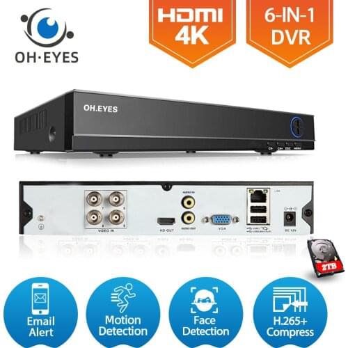 4K CCTV Home Video Recorder AHD 4 Channel Hybrid DVR NVR 8MP Motion Detection Security Surveillance Digital Video Recorder XMEYE