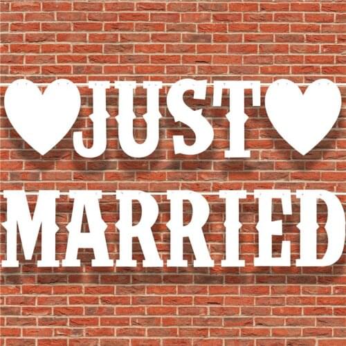 Just Married Vintage Paper Banner White Wedding Garland Bunting Romantic Wedding Photo Props Garland Party Decoration