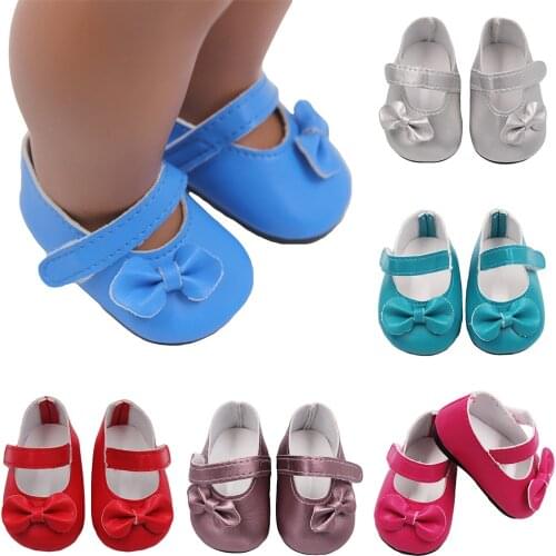 High Quality Doll Shoes for 43cm Height Doll 6 Colors Doll Shoes With Bow for Baby Christmas Gift Doll Accessorie