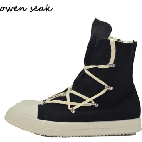 Owen Seak Men Casual Canvas Shoes ALL Model Link High-TOP Ankle Lace Up Zip Luxury Trainers Summer Sneakers Boots Flats Shoes