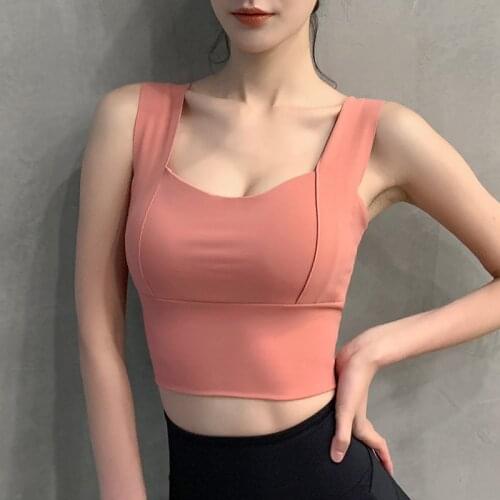 Women Yoga Shirts Sleeveless Gym Tank Top Seamless Push Up Padded Sport Bra Fitness Workout T Shirt Breathable Yoga Tank Tops