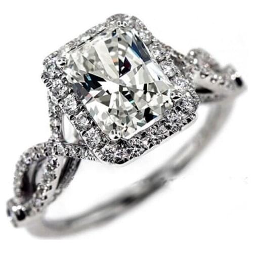 Size5-10Luxury Jewelry 925 sterling silver filled princess AAA CZ Zirconia Simulated stones Wedding Women Band Finger Ring gift