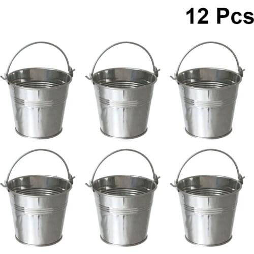12pcs Ice Bucket Tin Pails Metal Tinplate Mini Ice French Fries Tin Pails Storage Container Serving Pails for Ice