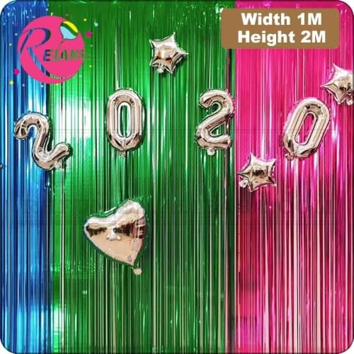 1*2m laser balloon rain silk curtain tassel wedding party birthday Xmas tree decoration Rain Curtain Foil Line Balloons Decor