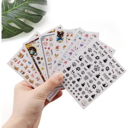 1Pc Ultra-thin 3D Lovely Cat Cosmic Space Nail Art Sticker Stereoscopic Self-Adhesive Nail Sticker Back Glue Decal