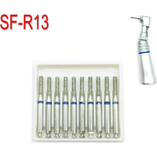 10Pcs/box 2.35mm Shank RA Diamond Burs Dental FG Diamond Burs For Low Speed Polisher Dentist Tool SF-R13