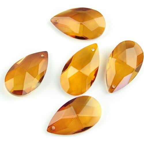38mm/50mm/63mm/76mm Tea Color Tear Drop Almond Crystal Lighting Trimming Pendant Glass Hanging Chandelier Parts For Lamp Prism