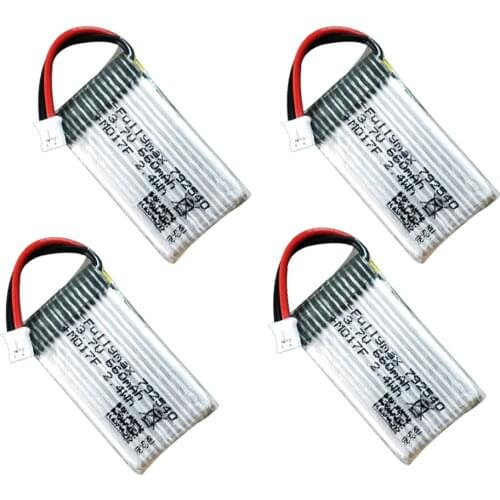 4pcs LiPo Battery 3.7V 660mAh 25C 443441 Li-Po Rechargeable Battery PH2.0 Connector/ JST Plug for Radiolink F121/F110S Drone