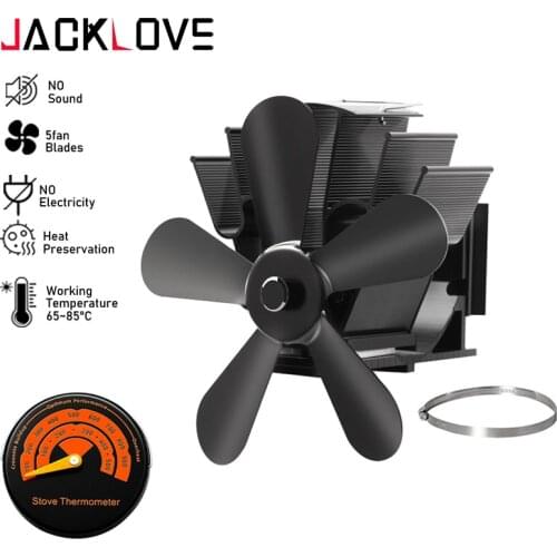 Fireplace 5 Blade Heat Powered Stove Fan komin Log Wood Burner Eco Friendly Quiet Fan Home Efficient Heat Distribution