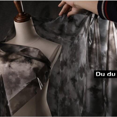 50*135cm Transparent TPU Garment accessories Black ash Ink painting Waterproof Raincoat cloth Fabric DIY