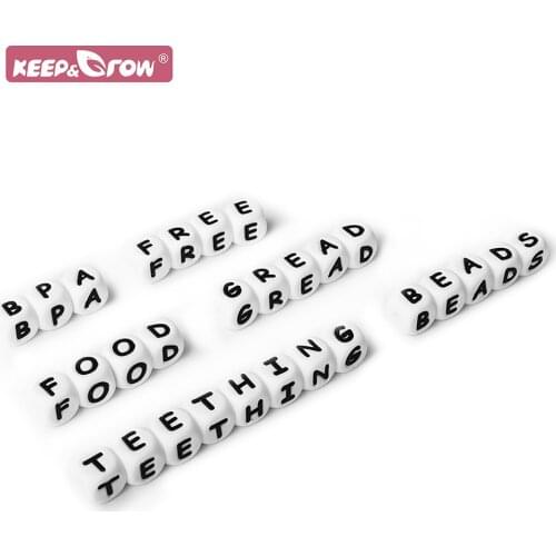 Alphabet Slicone Letter Beads 12MM Baby Teether Accessories Personalized Pacifier Clips Teething Slicone Letters DIY Baby Toy