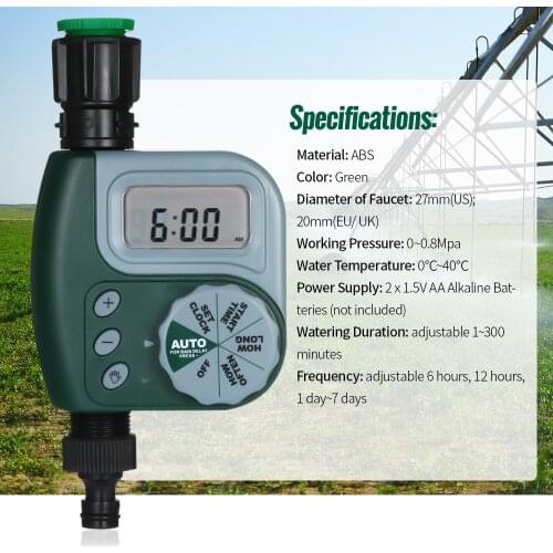 Automatic Water Timer Outdoor Garden Irrigation Controller 1-Outlet Programmable Hose Faucet Timer Garden Automatic Watering