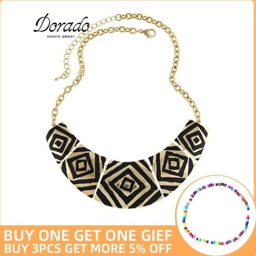 Dorado 2021 New Vintage Necklace for Women Retro New Square Chunky Choker Statement Necklaces Fashion Jewelry collares Gift
