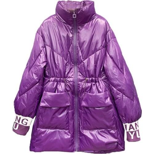 Fad Winter Glossy Bright 90% White Duck Down Jacket Womens Hooded Coat Female Thick Warm Slim Parkas Ladies Feather Down Coats