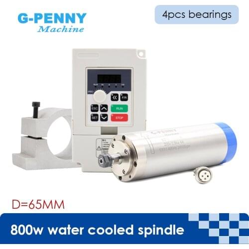 800W ER11 water cooled spindle motor 220V & 1.5kw QL inverter Variable Frequency Drive & 65mm Bracket CNC Spindle speed control