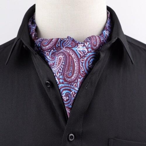 Men Vintage Polka Dot Wedding Formal Cravat Ascot Scrunch Self British Style Smooth Silk Polyester Neck Tie Luxury