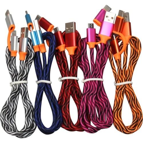 100pcs/lot 0.25M/1M Micro USB Cable Fast Charger Charging USB Type C Cable 2in1 Type-C Cable For Samsung Xiaomi Huawei P9