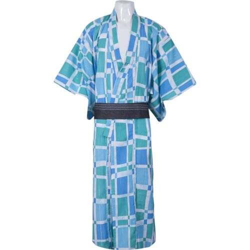 Classic Print Men Yukata Kimono Gown Japanese Traditional Samurai Haori Kimonos Robe Dress Halloween Stage Show Vestidos M-XL