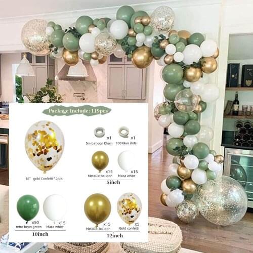 Retro green balloon chain set avocado green balloon arch wreath setting