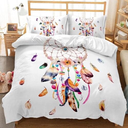 Colorful Dreamcatcher Printed Bedding Sets Children Adult Bed Covers White Duvet Covers Queen King Dream Catcher Duvet Cover