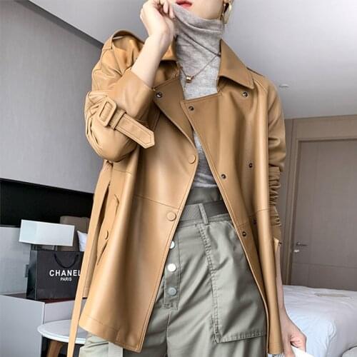 Genuine Leather Jacket Women Spring 2021 Real Sheepskin Coat Female Korean Style Womens Jackets Chaqueta Cuero Mujer Pph4770
