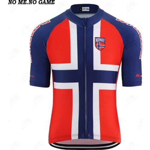 NO ME NO GAME-Pro Norway cycling jersey team gear mens summer blue red bike wear tops road/mtb shirt high quality lycra jersey