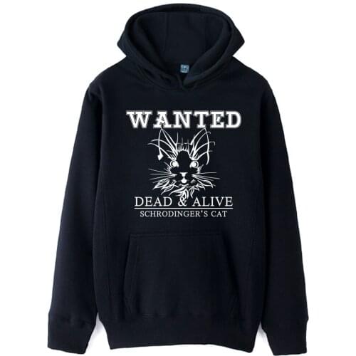 Man Boys Hoodie Wanted Dead or Alive Schrodinger’s Cat Couple Clothes Autumn Winter Fleece ZIIART