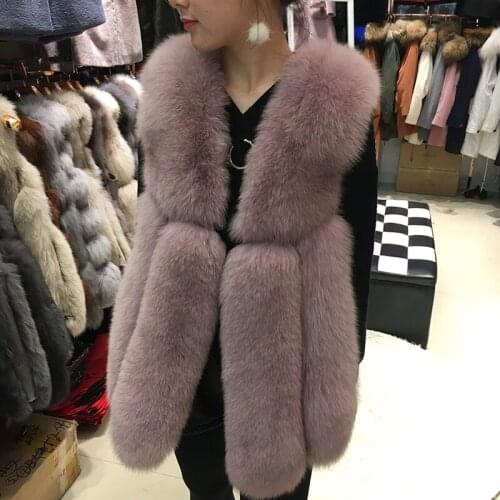 Natural Real Fox Fur Vest Fur Coat For Jacket female coats Vest Waistcoat long Fur Coats Real Fur Coat Fox Vest Jacket