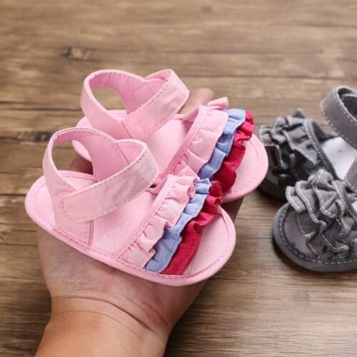 0-18M New Brand Kid Toddler Baby Girl Sandals Party Princess Sandals Summer Ruffle Beach Shoes
