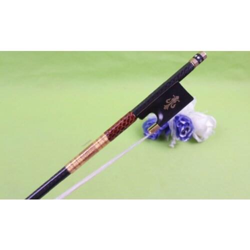 New 1 pcs 4/4 Violin Bow Carbon Fiber Ebony Frog Round Stick Straight #04