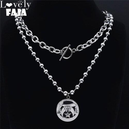 2pcs Hip Hop Egyptian Pharaoh Moon Stainless Steel Necklace for Women Silver Color Pendant Necklace Jewelry collares N2231S03