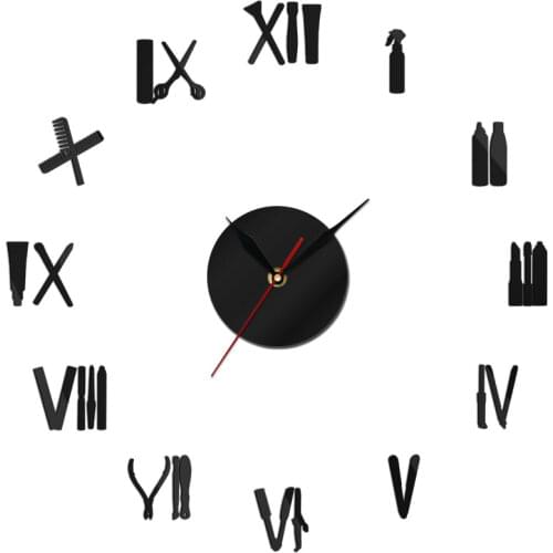 Barber Tools Hair Salon DIY Wall Clock Hair Tool User-defined Wall With Big Needles Hair Stylist Barber Shop Beauty Salon Decor