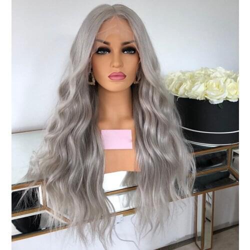 Ash Grey Natural Wave Human Hair Full Lace Wigs Transparent Lace Brazilian Remy Glueless Wig with Baby Hair