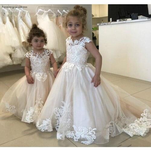 2019 Lovely Tulle Flower Girls Dresses Dubai Style Daughter Toddler Kids Pageant Formal First Holy Communion Gown