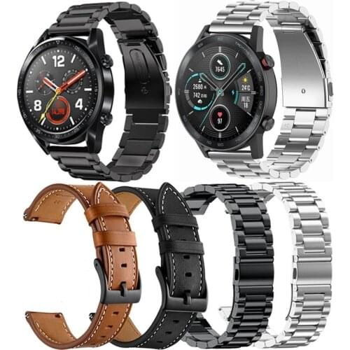 Stainless Steel Watch Strap For Huami Amazfit GTR47 42mm Genuine Leather Bracelet For Huami Amazfit GTR2 Stratos Strap 22mm 20mm
