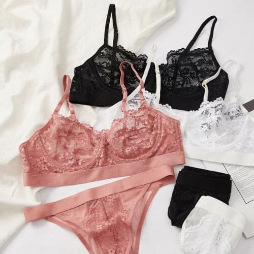 Sexy mesh transparent bra set for female students plus size plus breasts and beautiful back sexy underwear lingerie panties