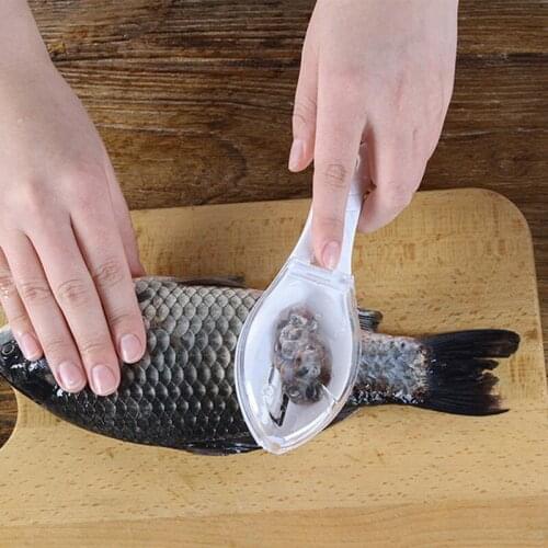Hoomall Fish Skin Brush Scraping Fishing Scale Brush Graters Fast Remove Fish Knife Cleaning Peeler Scaler With Knife Device