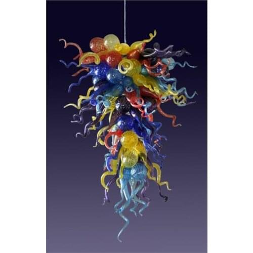 Wedding Decoration Contemporary Pretty Hand Blown Glass LED Colorful Flower Chandelier Festival Light