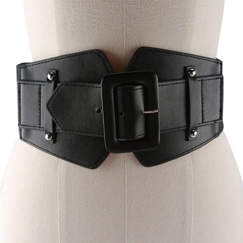 Luxury ladies dress belt women vintage wide leather Elastic Stretch Cummerbunds female pin buckle Cinch Belt waistband accessory
