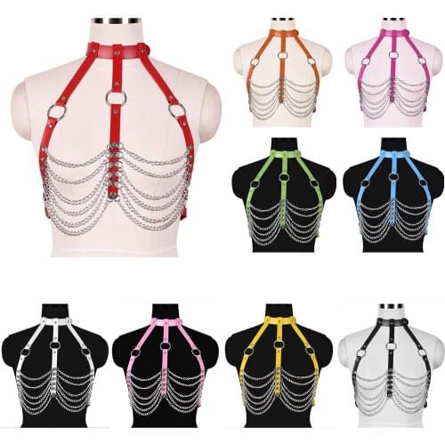 Goth Sexy Breast Harness For Women Wedding Underwear Harness Metal Chain Cage Bra Sexy Bondage Lingerie Goth Clothes Punk Style