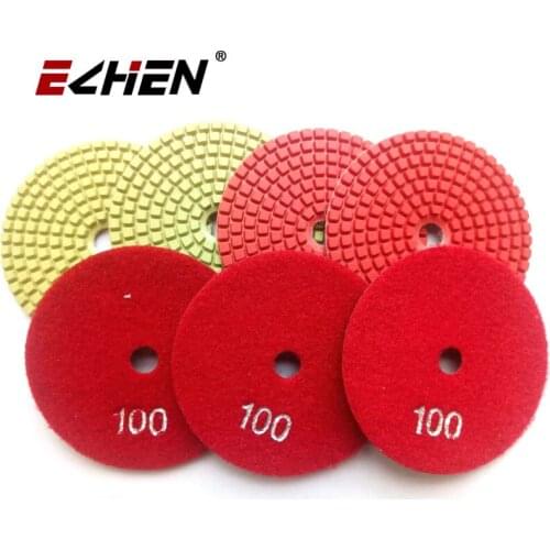 10 Pcs Grit #100 Wet Polishing Pads Diamond Sanding Disc Flexible Stone Granite Marble Concrete Quartz Porcelain Velcro Backed