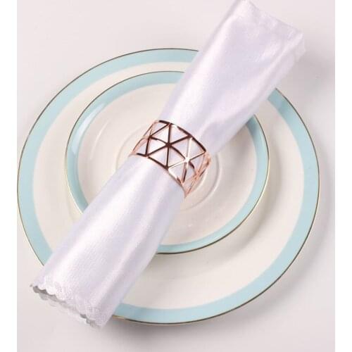 12PCS/hollow triangle rose gold napkin ring table top decoration for hotel reception wedding banquet holiday party