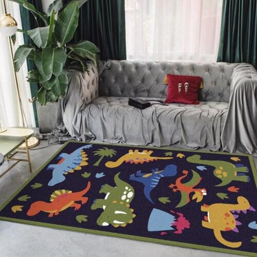 200*300cm Fashion Cartoon Cute Dark Blue Forest Little Dinosaur Childrens Room Bedroom Living Room Kitchen Bedside Carpet